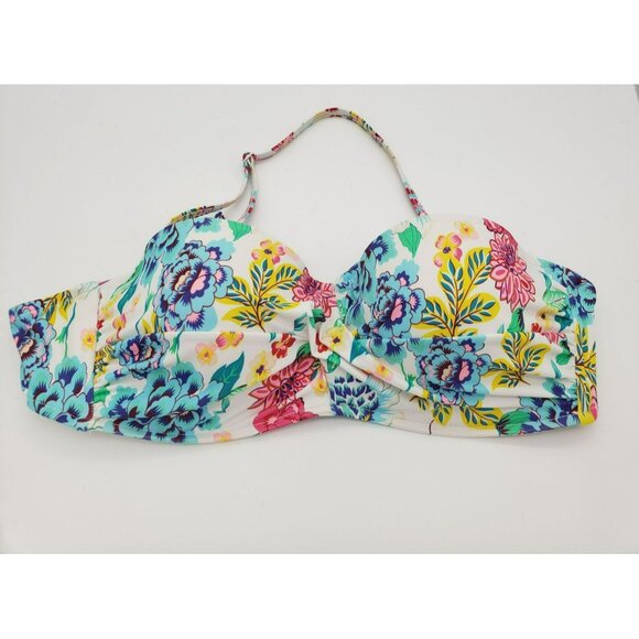 Venus Floral Bikini Top ONLY, Sz D 32DD 34D 36C, Bandeau with detachable strap, - Picture 1 of 7